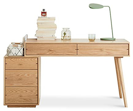Tingting1992 Computer desk Retractable Oak Desk Home Office PC Laptop Desk Workstation with Bookshelf and 5 Drawers Modern Simple Study Room Writing Table Home office desk (Style : A)
