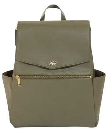 Freshly Picked Klassischer Baby-Wickeltaschen-Rucksack, abwischbar, veganes Leder, Wickeltasche mit Wickelunterlage, wandelbare Wickeltaschen, Sage V2, 13 inches x 15 inches x 7 inches, Classic