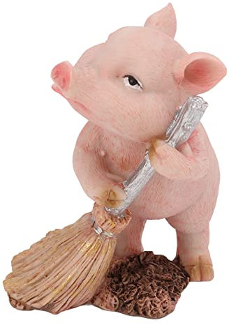 HERCHR Figurines de Cochon, Figurines de Cochon, Statue de Nains de Jardin, Cochon Mignon, Sculpture d'extérieur Amusante, Ornements de pelouse de Cochon en résine pour l'intérieur et l'extérieur