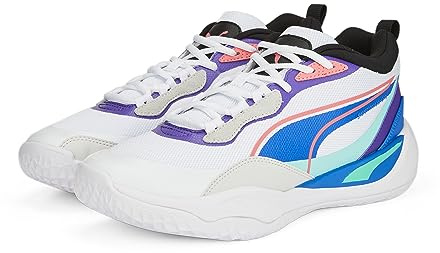 PUMA Scarpe da Basket Playmaker PRO Uomo, Puma Viola Team Bianco, 46 EU