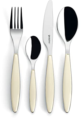 Guzzini - Feeling, Lot de 24 couverts colorés - Beige, 15,8 x 7,5 x H 25,5 cm - 2300004