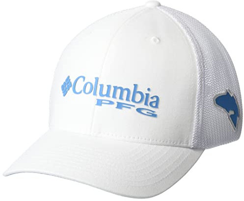 Columbia Unisex PFG Logo Mesh Ball Cap - Hoch, Weiß/Riptide, Größe S/M