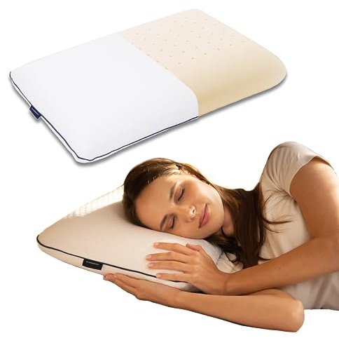 English Home Memory Foam Pillow, Breathable Height, Orthopedic Pillow, Cervical Pillow for Neck Pain, Machine Washable Side Sleeper Pillow, Neck Pillow, Hard, 40x60x16 cm White