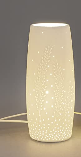 formano Porzellan-Lampe Rund Harmonie Romantik Tischleuchte Nachttischlampe Nachttischleuchte Stimmungslampe Weiss (Kleine Lampe)