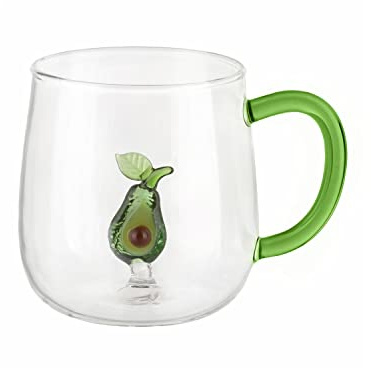 KASANOVA Mug in vetro borosilicato 380 ml avocado verde Tavola,Tè e caffè