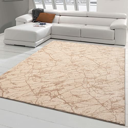 Abstrakt-moderner Teppich für Arbeitszimmer | Gästezimmer & Diele | in beige, 120x170 cm