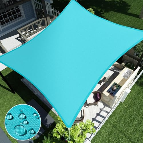 ECOOPTS Voile d'ombrage rectangulaire imperméable de 3 x 4 m avec blocage des UV pour extérieur, terrasse, pergola, jardin, turquoise