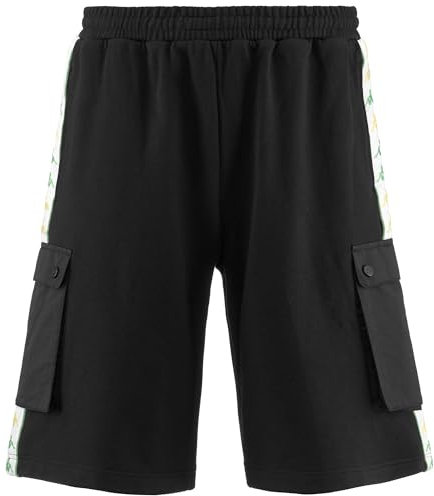 Kappa 222 Banda Sancio, Pantaloncini Uomo, Nero/Bianco/Verde, L