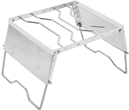 Mini Barbecue Grill, Grille de Barbecue Pliable en Acier Inoxydable Support de Réchaud Support de Pot de Camping Réglable en Hauteur avec Pare-Vent pour Pique-Nique en Plein Air