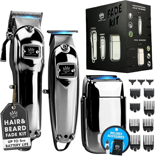 Haar- und Bartschneider-Set von Royal Clips | Haarschneidemaschine, Trimmer und Folienrasierer Bundle | Barttrimmer-Set