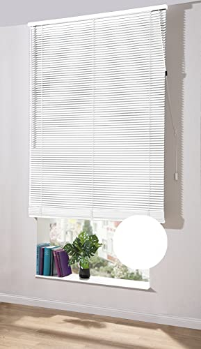 Deco Home | Holz Jalousie nach Maß, 25mm Jalousie ohne Bohren, Fenster-Sichtschutz abdunkelnd, Rollo | Weiß