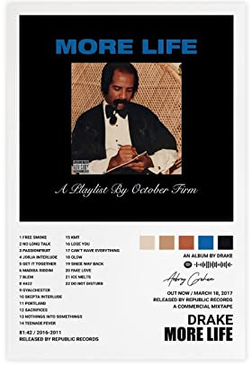 QEWRT Drake Poster More Life Album Cover Poster Wandkunstdruck Dekor Leinwand Poster für Zimmer Ästhetischer Rahmen: 30 x 45 cm