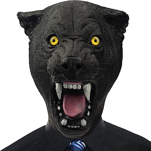 CreepyParty Schwarzer Panther Maske Leopard Latex Vollkopf Realistische Masken Verkleidung Kostüm für Halloween Party Karneval Parade