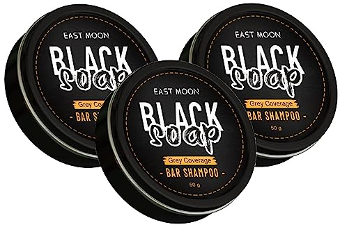 mugeleen EE Natural Grey Hair Removal Soap, Gray Hair Coverage Soap, Hair Darkening Compressed Soap, Grey Coverage Bar Shampoo for Men & Women, Black Soap for Grey Hair Cover (3PCS)