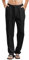 LVCBL Hose Herren Lange Leinenhose Freizeithose mit Gummibund Ultralleicht Sommerhose Strandhose Schwarz 2XL
