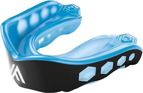 IRON FIGHTER Mundschutz Boxen für Erwachsene Blau/Schwarz - Anpassbare und Bequemer Gel Zahnschutz - Zahnschutz Kampfsport Englische Boxen MMA Rugby Hockey Judo Ringen Karate JJB Jiu Jitsu Kick Boxing