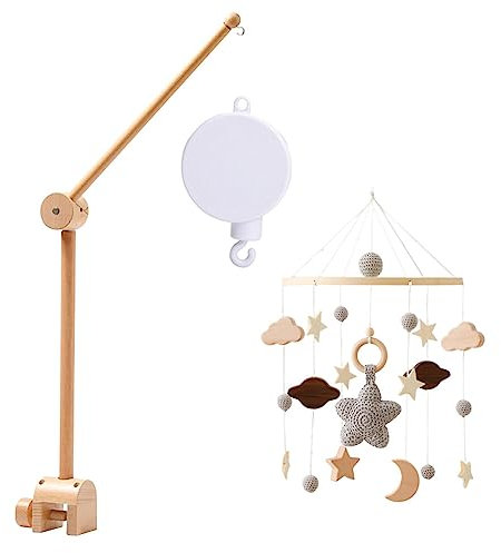 Surakey Mobile Musical en Bois Cloche à Vent Étoile Boîte à Musique Support pour Chambre d'Enfant Décoration de Maison