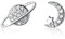 BSLVWG Stern Mond Ohrstecker Silber Asymmetrischer Stern Mond Planet Kleine Knorpel Ohrstecker für Frauen Teen Mädchen Hypoallergene Piercing Post Schmuck Geschenke Geburtstag Tochter Schwester Xmas
