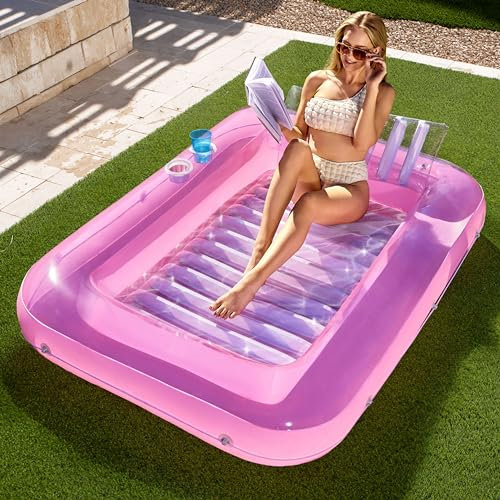 Sloosh Gonflable Chaise Longue de Piscine pour Adultes, 70 x 46/1,78 m x 1,16 m Grande Baignoire de Bronzage Flotteurs de Piscine Lit de Bronzage Gonflable Radeau de Piscine Lounge Floatie