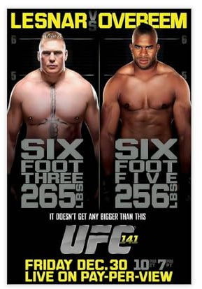 DEZARO Boxing-UFC 141 Brock Lesnar vs. Alistair Overeem Fight Poster, Wandkunst, Dekordruck, Bild Gemälde für Wohnzimmer, Schlafzimmer, Dekoration, ungerahmt, 40 x 60 cm