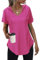 Tanmolo Damen Sommer Hoodie Sweatshirt mit Kapuze Kurzarm T Shirt V Ausschnitt Kapuzenpullover Kordelzug Tops Rosarot, XL