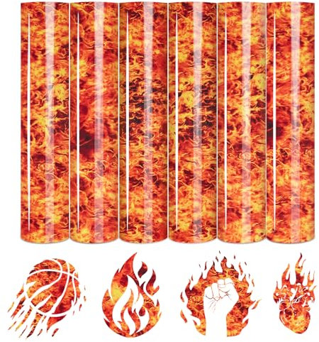 Tintnut Heat Transfer Vinyl Flamme Plotterfolie Textil,flexfolie plotter textil, 6Pack 30cmx25cm