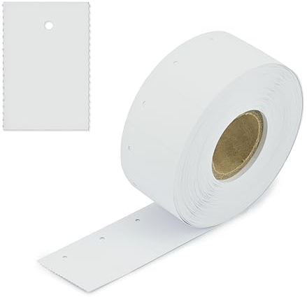 POKORNYS - 1.000 blanko Kartonetiketten mit Loch (30 x 60 mm) weiß I perforierte Etiketten zum Beschriften auf einer Rolle I Preisschilder mit 3 mm Lochung für Sicherheitsfäden & Heftfäden