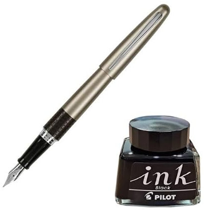 Pilot MR2 Eidechsen-Füllfederhalter, fein, mit 30-ml-Tintenflasche, Schwarz