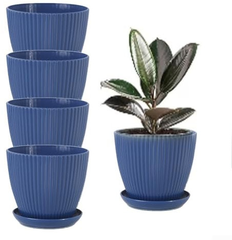 ZYWUOY 5 vasi da Fiori in plastica, Design Minimalista, 15,2 cm, vasi da Fiori in plastica, per Interni ed Esterni, con Pallet di drenaggio ()