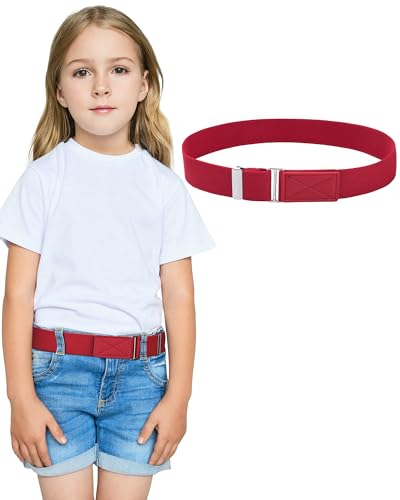 WELROG Kinder-Gürtel für Jungen – Klettverschluss-Schnalle, Kleinkindgürtel, elastisch, verstellbarer Gürtel für Jungen und Mädchen, Rot 1 Stück, Einheitsgröße