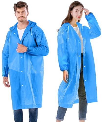AOKITO Poncho Antipioggia per Donna e Uomo - Impermeabile Riutilizzabile Impermeabile, Mantella Antipioggia in Materiale EVA Traspirante per Escursionismo, Ciclismo, Campeggio e Viaggi (Blu)