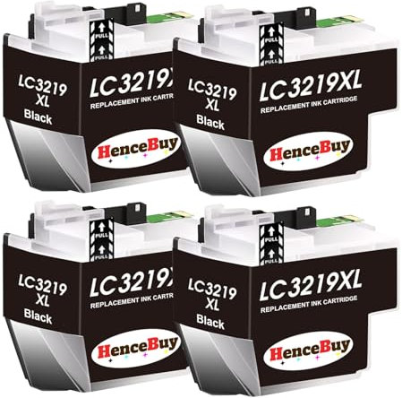HenceBuy LC3219XL Schwarz Druckerpatronen Kompatibel für Brother LC3219 XL LC-3219XL LC3217 Patronen für MFC-J5330DW MFC-J5730DW MFC-J5335DW MFC-J6930DW MFC-J6530DW MFC-J5930DW MFC-J6935DW (4 BK)