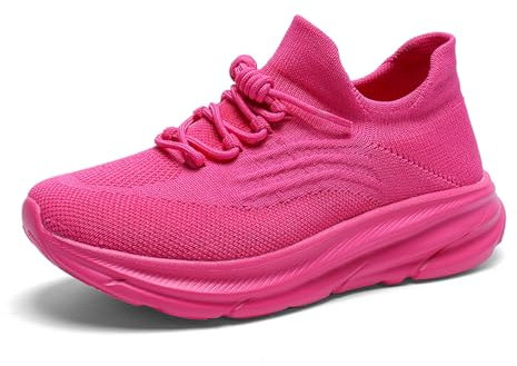 SJJH Moda uomo e donna Mesh traspirante suola rimbalzo leggero scarpe da ginnastica, Fucsia, 40 EU