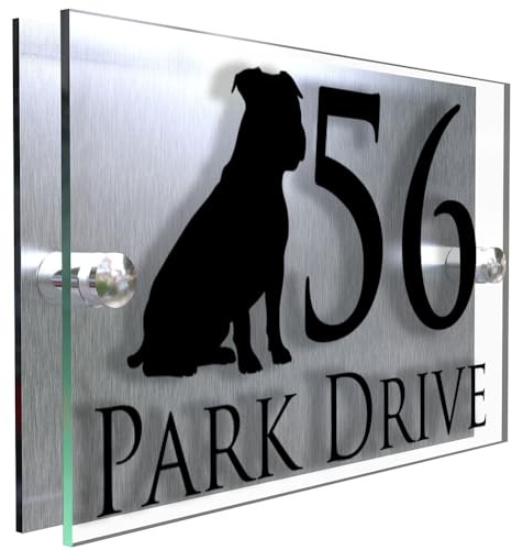 K Smart Sign Plaque murale personnalisée pour chien Prestige moderne maison chiens adresse tout chien personnalisable (Staffordshire Bull Terrier) 200 mm x 130 mm