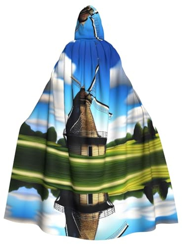 YYHHAOFA Big windmill Prints Halloween Adult Hooded Cloak for Party Decoration Cosplay Costumes Stage Masquerade