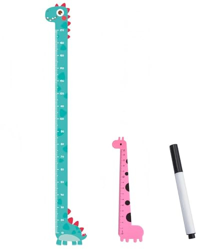 EUYKQNOI messlatte kinder Kinder Wachstumstabelle Dinosaurier Baby Messlatte,Kinder Körpergröße Höhentabelle, Messleiste Höhenmesser für Kinderzimmer Kindergarten Tier Wandabziehbild,Mit Lineal,Stift