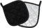 2 Stück Topflappen - Hitzebeständig und rutschfest - 20 x 20 cm - Polyester-Material - Kann als Topflappen oder als Ofenhandschuh verwendet Werden - Für Kochen und Backen (Schwarz)