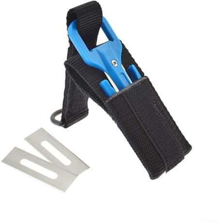 Cuchillo de buceo profesional Cuchilla subacuática de acero inoxidable con mango de fibra de vidrio de nailon para Submarinismo (bucear) Equipo con 2 cuchillas de repuesto 94 x 36 x 8 mm (azul)