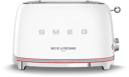Smeg, Grille-pain 2 Tranches TSF01IDFEU, 2 Fentes 36 mm, 6 Niveaux de Brunissage, Fonction Chauffage, Décongélation et Bagel, Éjection Automatique du Pain, Ramasse Miettes, 950 W, Ines de la Fressange