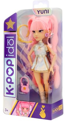 K-POP Idol Puppe Yuni Modepuppen K-Pop Moonlight-Stil, rosa geflochtenes Haar. 3 Accessoires zum Kreieren von Outfits Kinder ab 3 Jahren