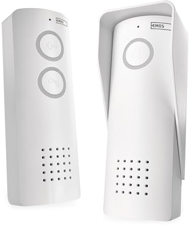 EMOS - Audio-Türsprechanlage Set, Wireless - drahtlose Verbindung, Elegantes Design - Audio-Kit/Gegensprechanlage inkl. Fernbedienungsmodul - einfach zu bedienen - 3,7V Li-Ion Akku-Betrieb - weiß