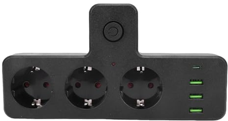 AUNMAS Steckdosenverlängerung, Steckdosenleiste Ohne Kabel 3 AC-Steckdosen 3 USB-Anschlüsse 1 Typ-C-Anschluss, Multifunktionale Steckdosenleiste mit Schalter, für Zuhause Küche Spielzimmer Wohnmobil