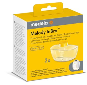 Medela copa para leche con tapa, 150 ml, paquete de 2, diseñados para el sacaleches Melody InBra™