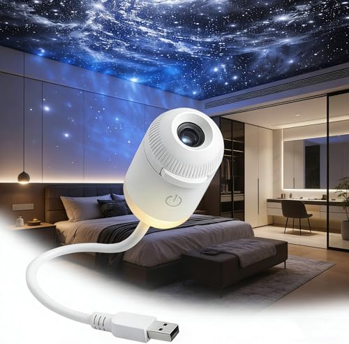 Galaxy Night Light Projector,2-in-1 Galaxy Projector with 3 Sliding Projection Films,360° Adjustable USB Starry Sky Night Light Projector with Adjustable Brightness for Car and Bedroom Decoration
