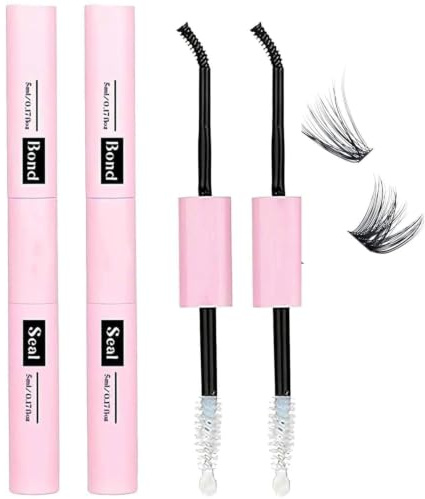 （2Pcs）2-in-1 Lash Bond & Seal, Waterproof Latex-Based Glue for Individual | Cluster Lashes, Long-Lasting Mascara Effect, Smudge-Proof, Easy Application, Strong Hold DIY Eyelash Extensions