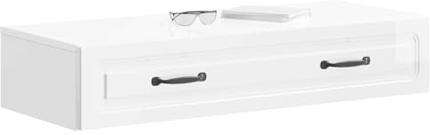 vidaXL Wandmontierter Beistelltisch Hochglanz Weiß 87,5 x 34,5 x 17 cm, Moderner Wohnungsstauraum, vielseitiger Schrank, rechteckige Bücherregale, platzsparender Organizer für Zuhause