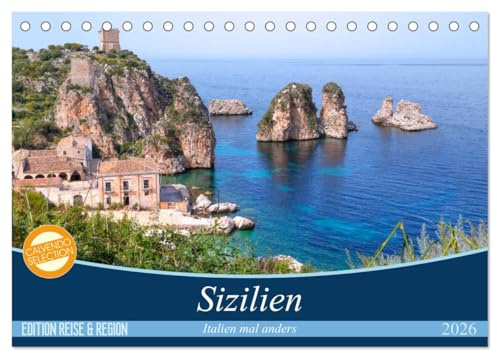Sizilien - Italien mal anders (Tischkalender 2026 DIN A5 quer), CALVENDO Monatskalender: Eine traumhafte Fotoreise durch das andere Italien - das sonnige Sizilien (CALVENDO Orte)
