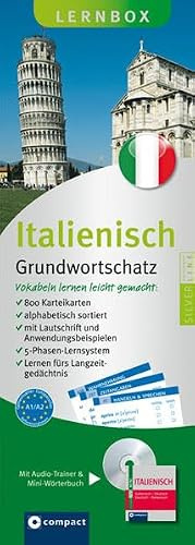 Italienisch Grundwortschatz Compact Lernbox: 800 Vokabel-Karteikarten, MP3-CD & Mini-Wörterbuch Italienisch. Mit 5-Phasen-Lernsystem. Niveau A1 / A2: ... auf Mini-CD & Mini-Wörterbuch. Niveau A1/A2