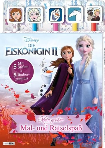 Disney Die Eiskönigin 2: Mein großer Mal- und Rätselspaß: Rätselblock mit 5 Stiften und 5 Radiergummis