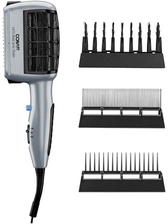 Conair 3-in-1 Styling Hair Dryer, 1875W Blow Dryer with 3 Styling Attachments to Detangle, Straighten, and Volumize, Ionic Technology, Dual Voltage